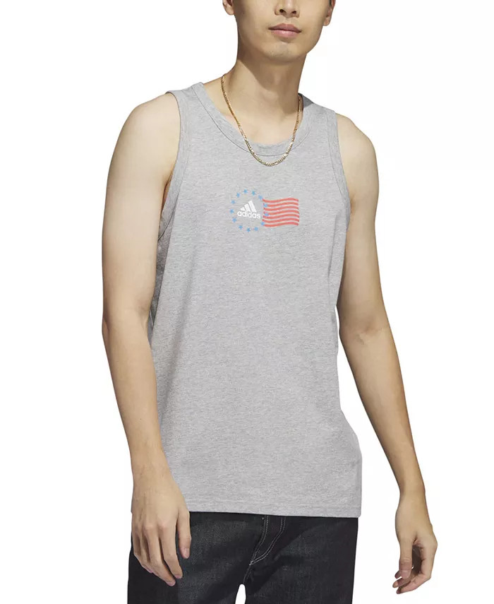 ADIDAS ORIGINALS Men's American Flag Tank In Gray, L