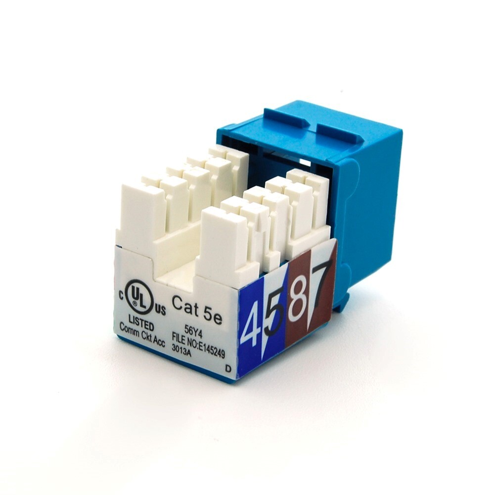 8 Pcs Cat5E RJ45 Ethernet LAN Network Keystone Jack 110 Punch Down Snap-in Blue