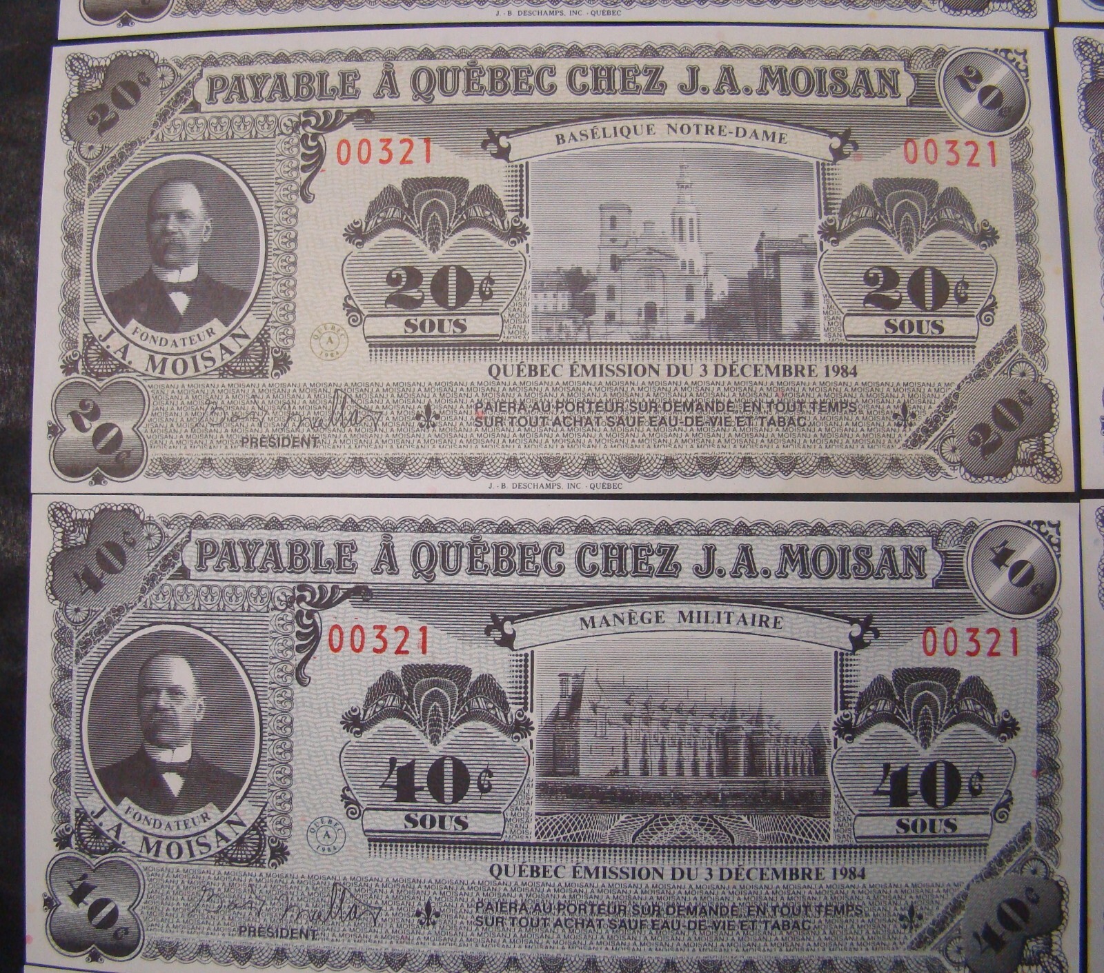 1984 Canada 3 Sous thru Dollar Moisan Quebec Matching Serial Numbers 12 Notes