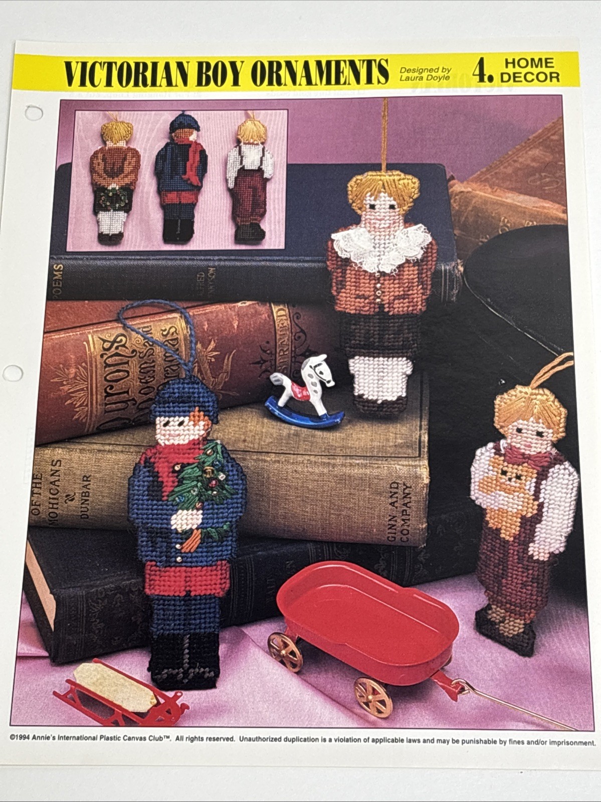 Victorian Boy Ornaments Annie's Attic Plastic Canvas Pattern Page