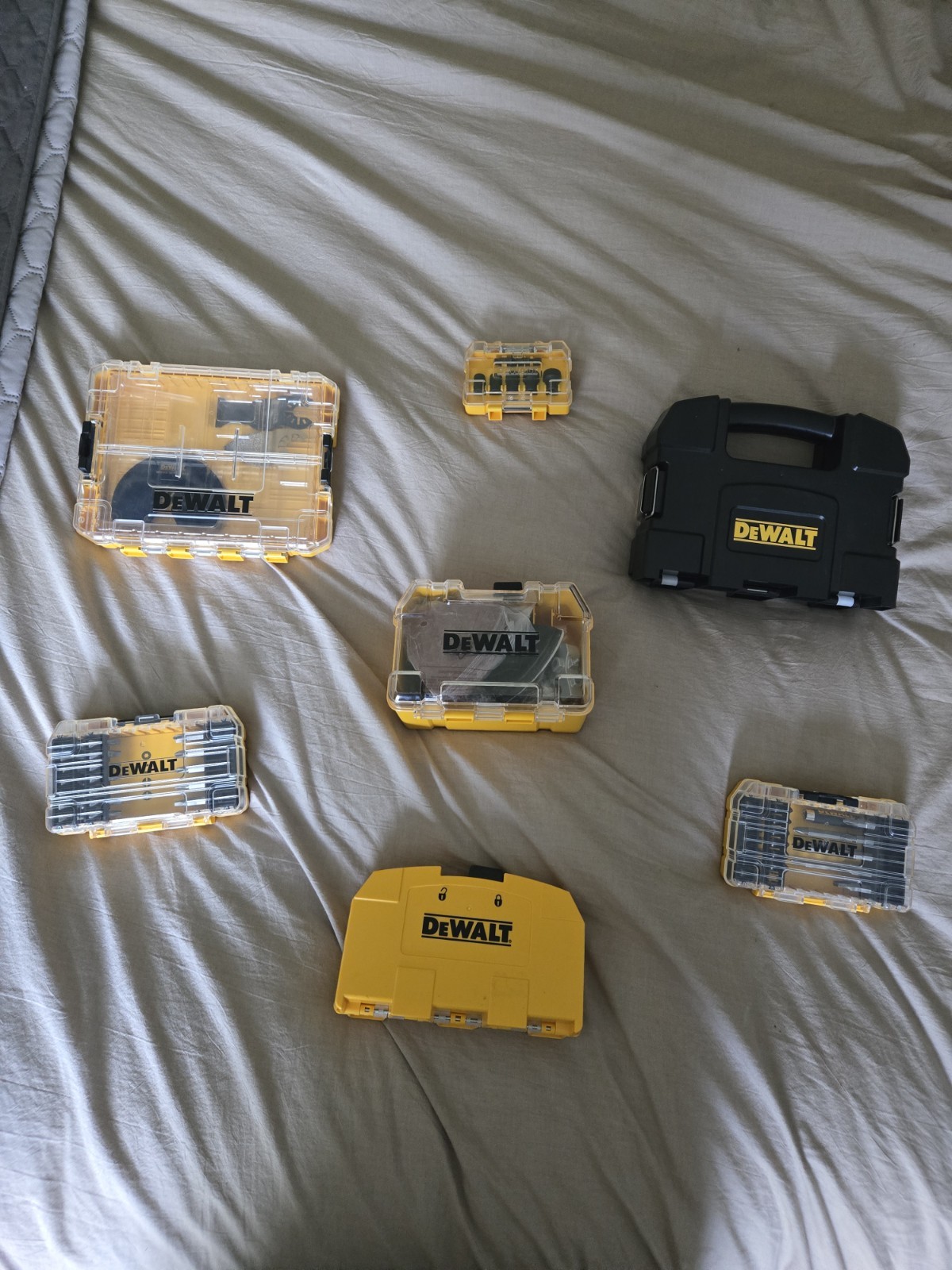 Lot Of 7 Dewalt Tool Bit Sets With Carrying Bag