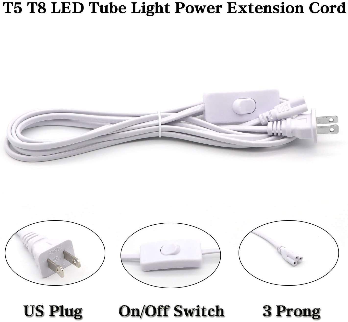 6FT 10FT Power Cable Cords Wire Supply Plug Switch for Tube Light Fixture