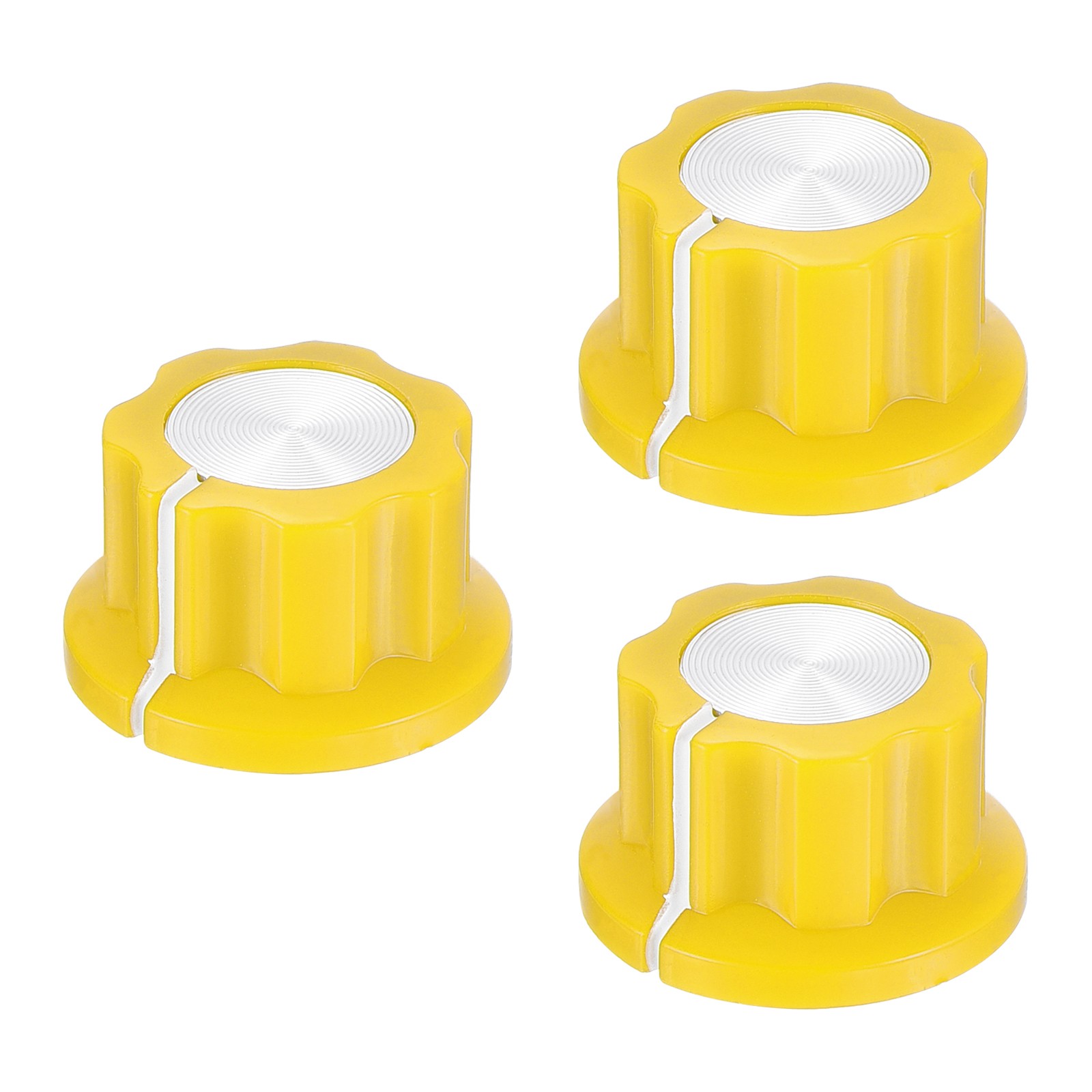 3Pcs Potentiometer Knob Fit 1/4" Shaft Pots, Set Screw Brass Insert, Yellow