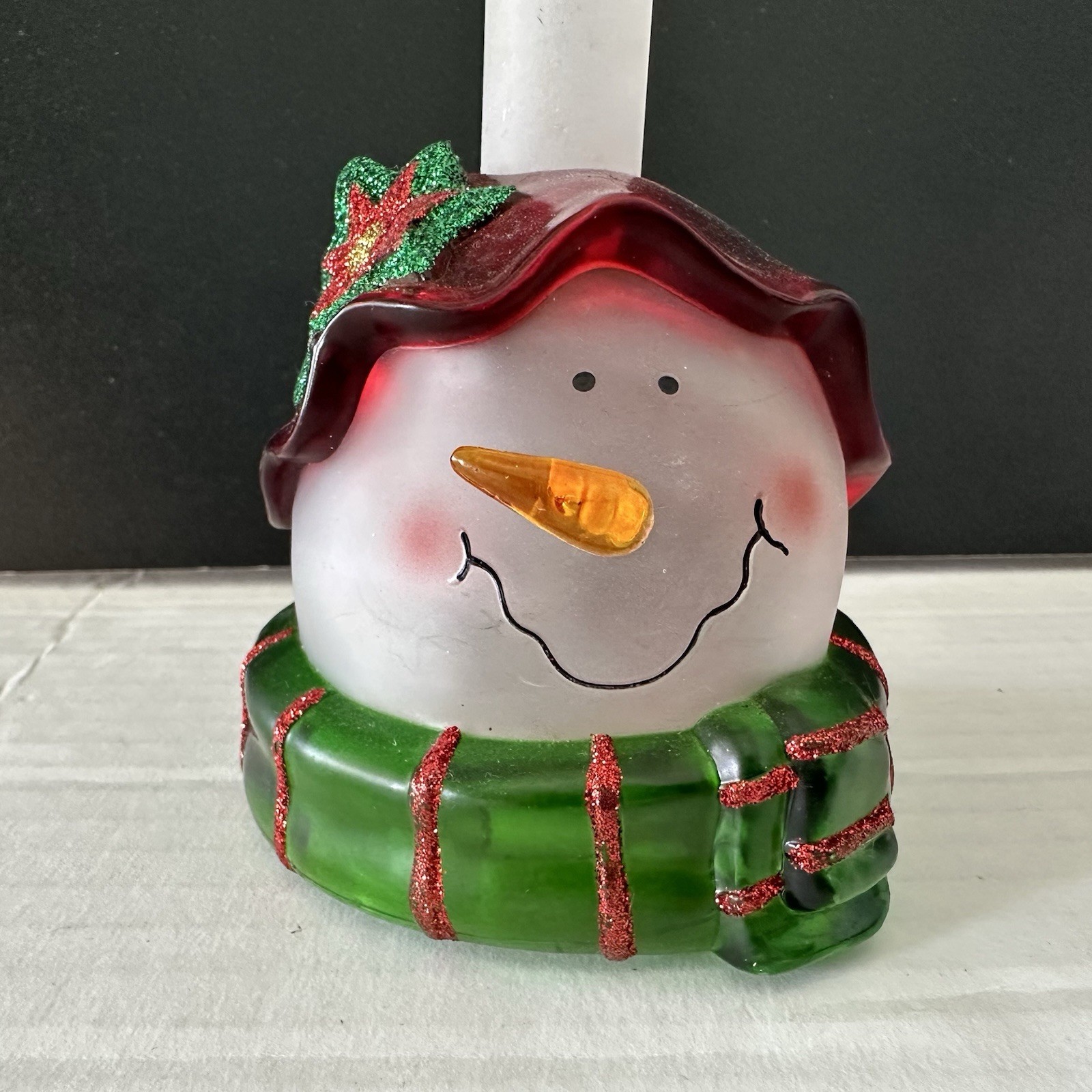 Light Up Snowman Candlestick Flickering Flame 8.5" (3 Double A Batteries)