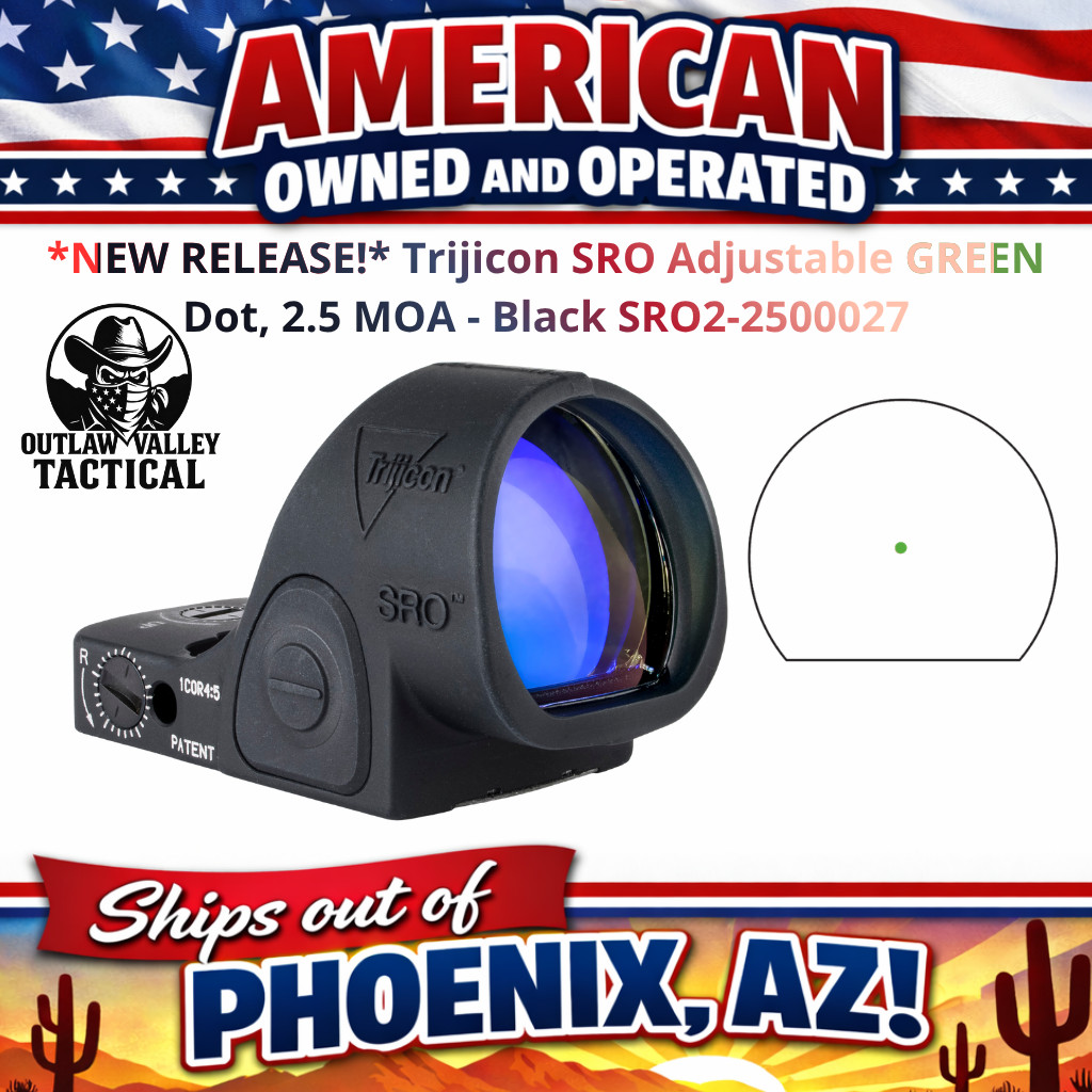 Trijicon SRO Adjustable GREEN Dot, 2.5 MOA - Black SRO2-2500027