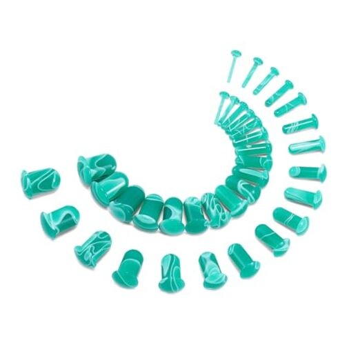 18 Pairs 0.5mm Increments Acrylic Stretching Kit Plugs Expander with O Teal