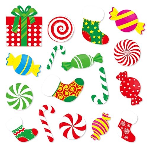 Christmas Paper Cutouts 76 Pieces Christmas Sweet Candy Cutouts for Bulletin