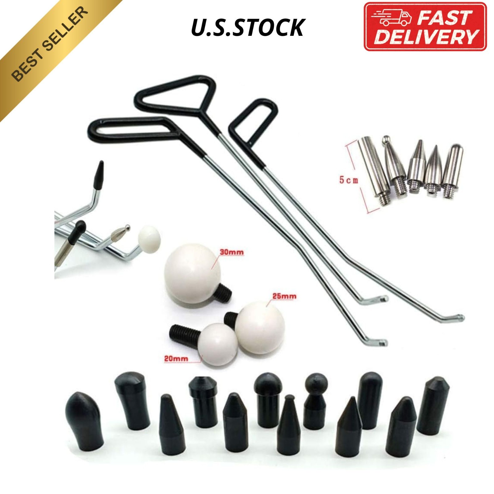 NEW Paintless Dent Repair Tool Kit Rods Awl Head Car Auto Body Removal