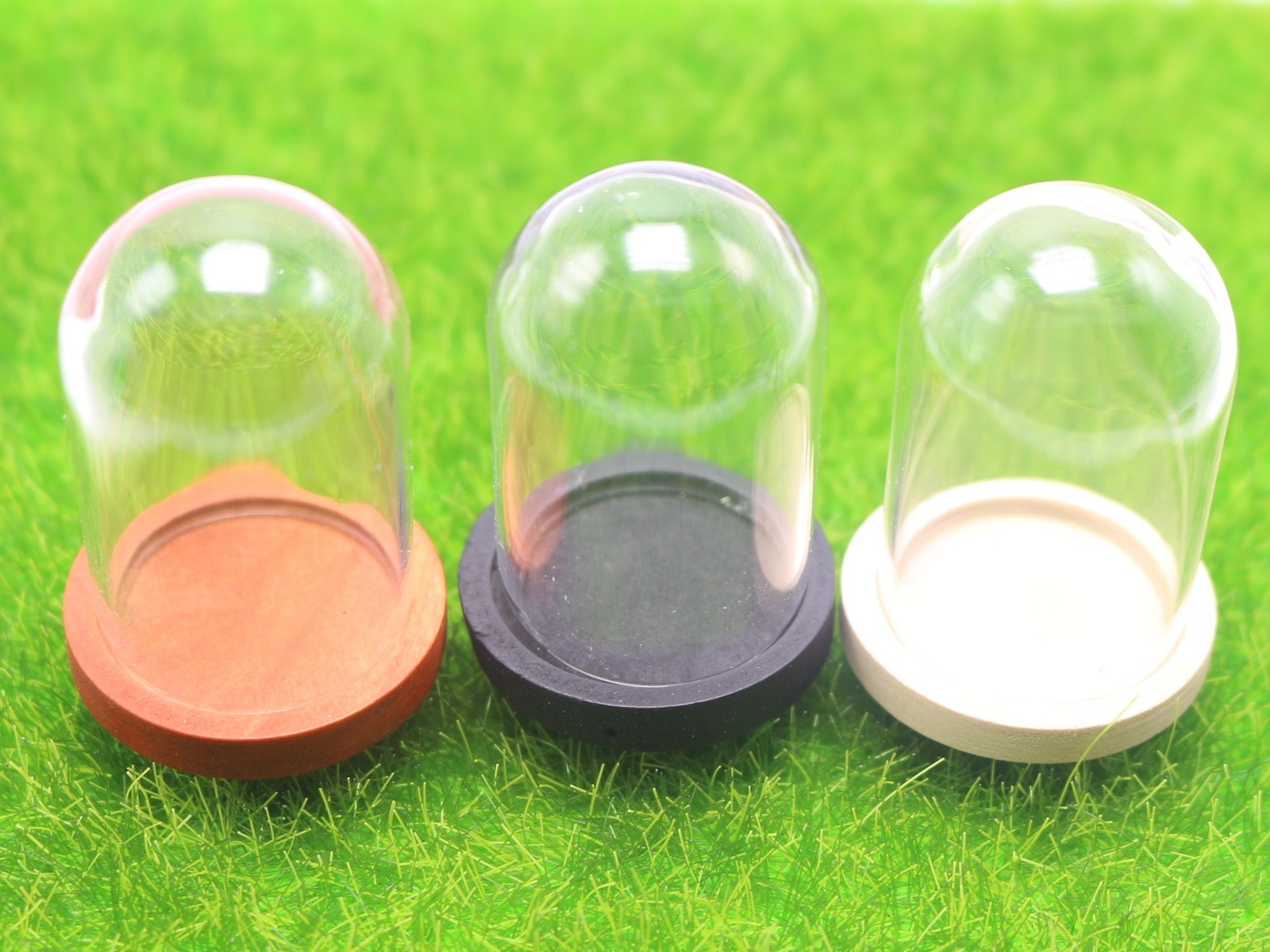 2 DIY Miniature Glass Display Cylinder Dome with Wood Base Memory Locket 25X38mm