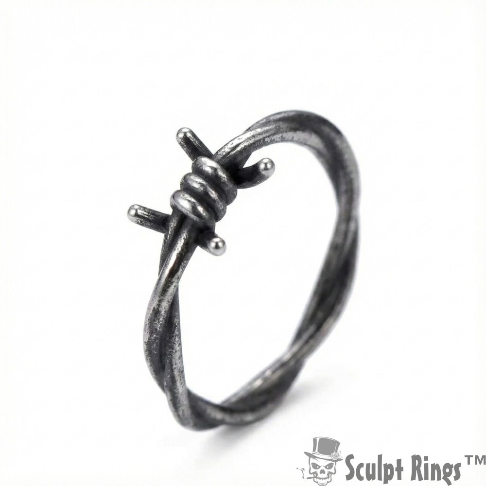 Sculpt Rings™ Edgy Barbed Wire Ring - Stainless Steel Punk Band