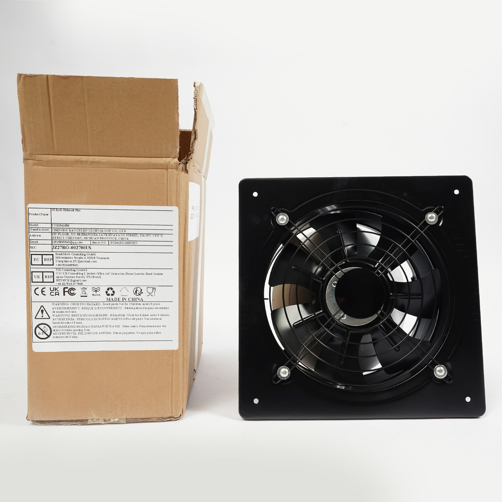 10 Inch Exhaust Fan Wall-mounted Ventilation Fan Exhaust Fan 1260m³/h/741CFM