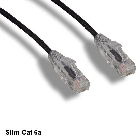 Kentek Black 1' Slim CAT 6a Cable UTP Patch Snagless 10Gbps 28AWG RJ45 Ethernet