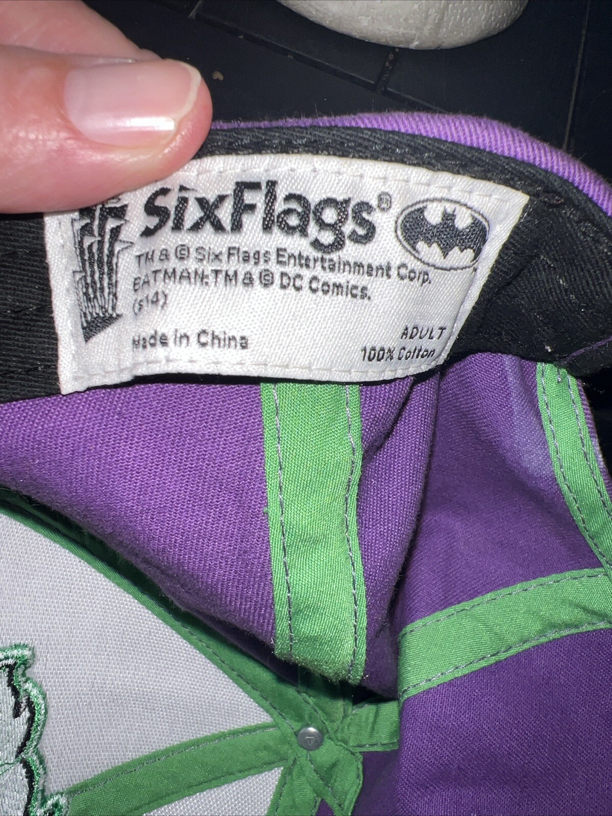 The Joker on Gray Front w Purple Bill and Hat Cap Snapback Batman DC Comics