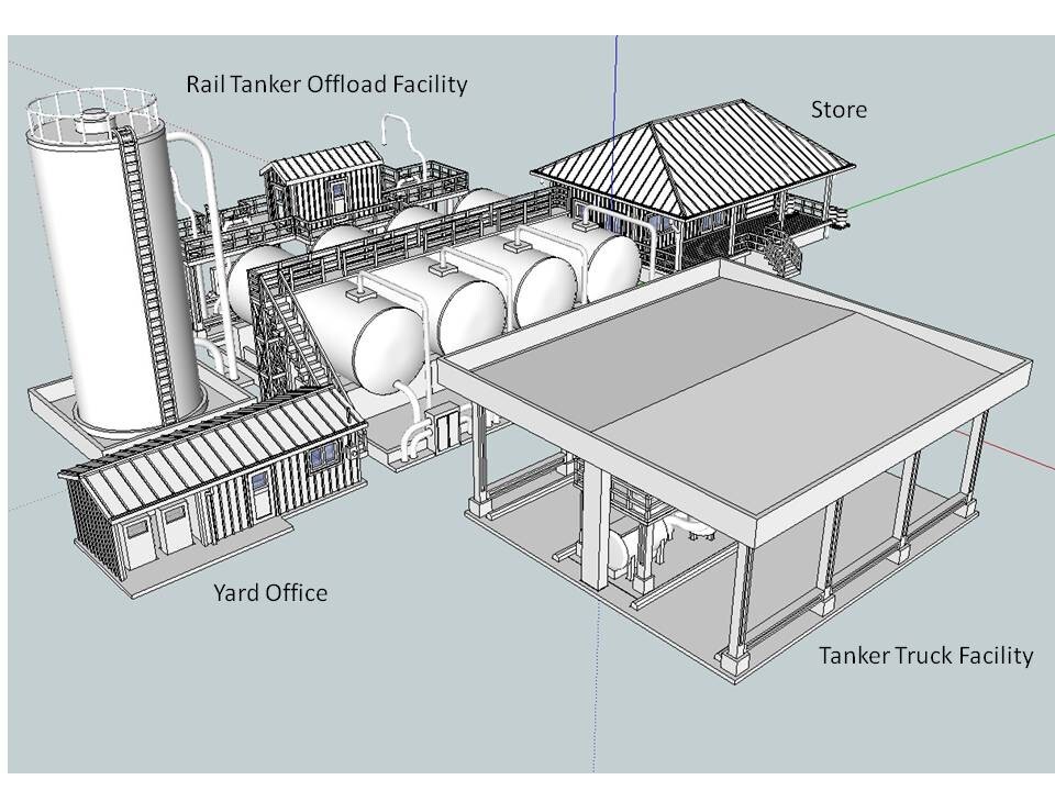 3D Printed Model Railroad Fuel Distribution Facility. O Scale