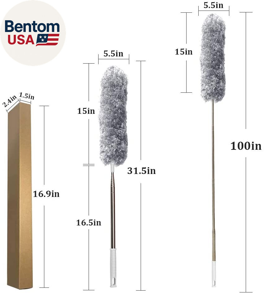 Microfiber Feather Duster Extendable Duster with 100 Inches Extra Long Pole, Ben