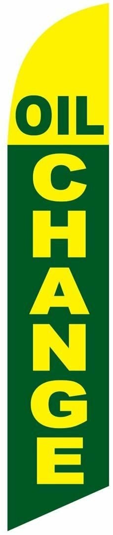 Oil Change (green/yellow) Feather Banner Swooper Flag -No Wind Required-...