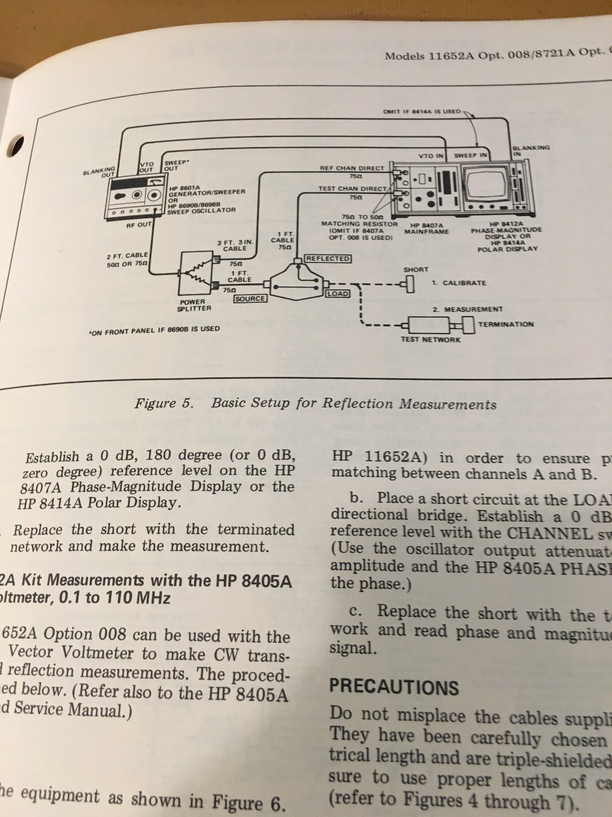 Hewlett Packard 11652A & 8721A Operation Note Manual