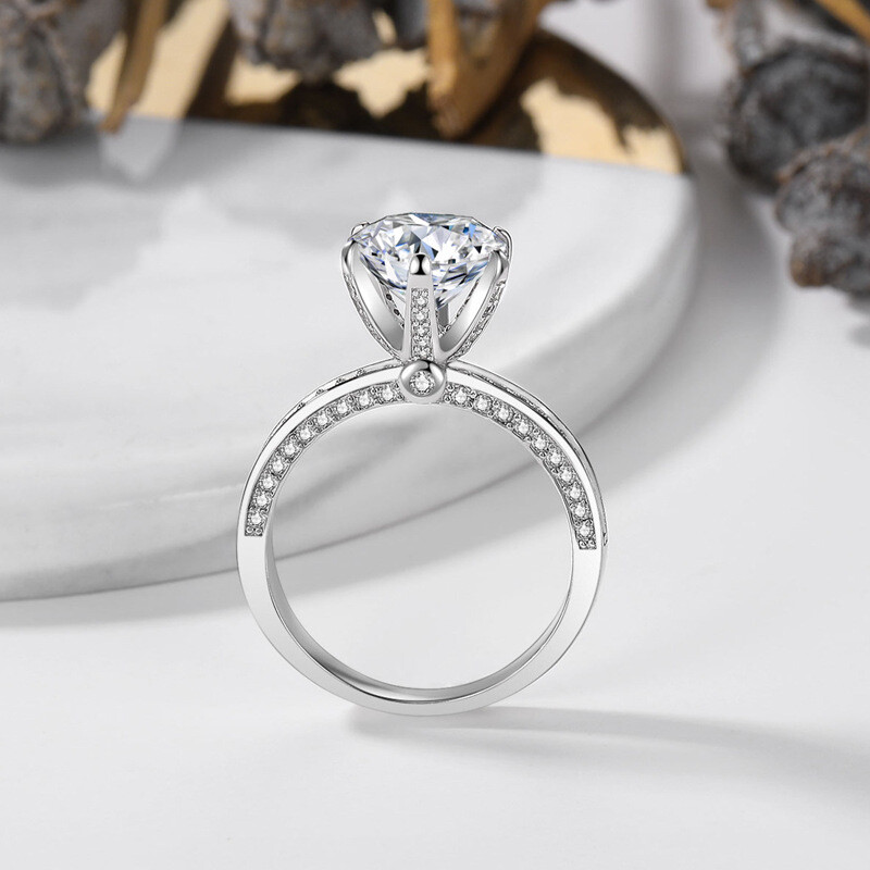 3.6ct Luxury Big Round Wedding Band Women's 925 Silver Engagement Ring Size 4-9