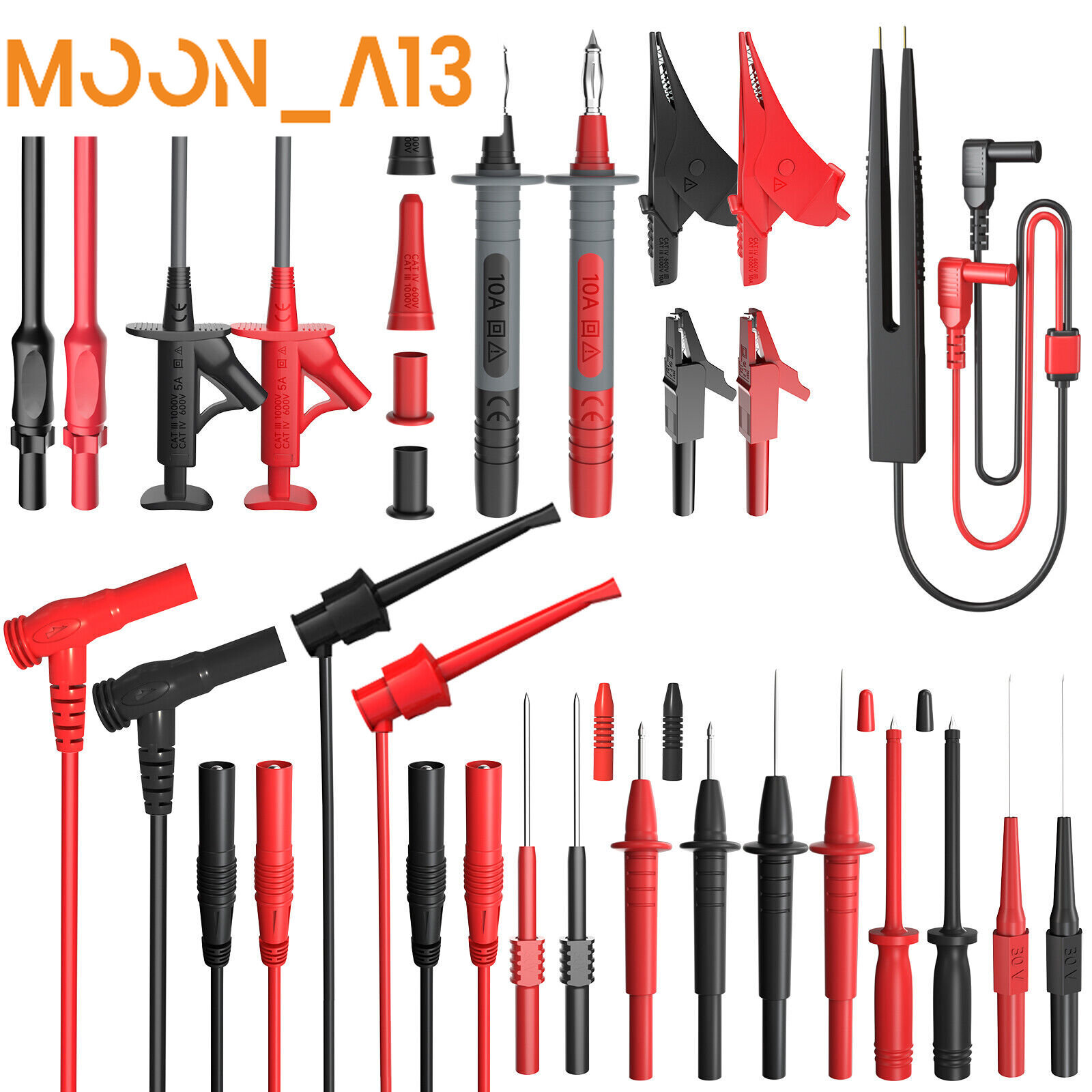 25PCS Silicone Multimeter Test Leads Kit with Replaceable Wire Piercing Probes