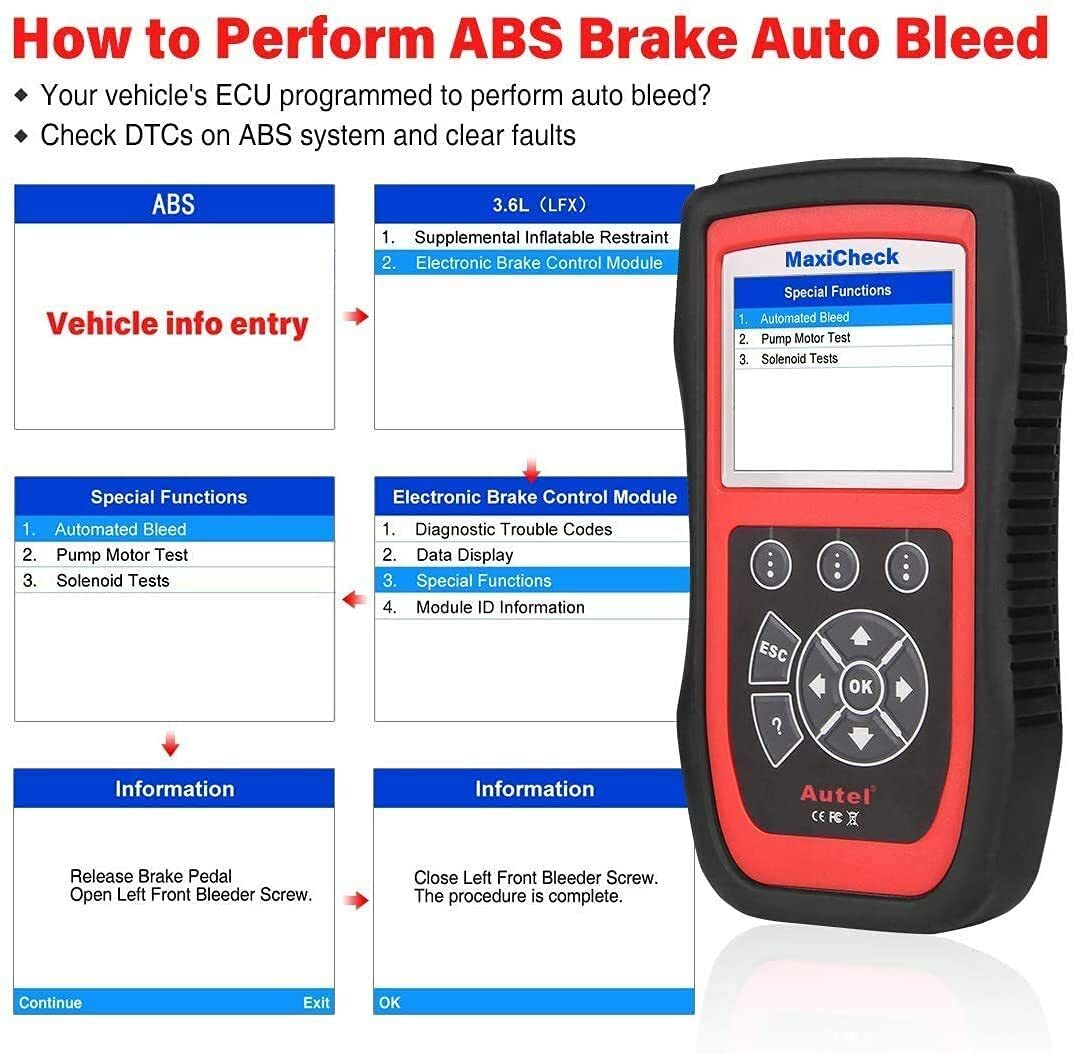 Autel MaxiCheck Pro Auto Bleed Tool for ABS Brake Bleeding, SRS, BMS, DPF, EPB