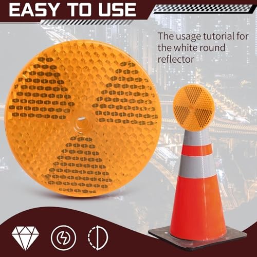 10 Pack Front Round Reflector, Safety Reflector Trailer Reflector, Amber