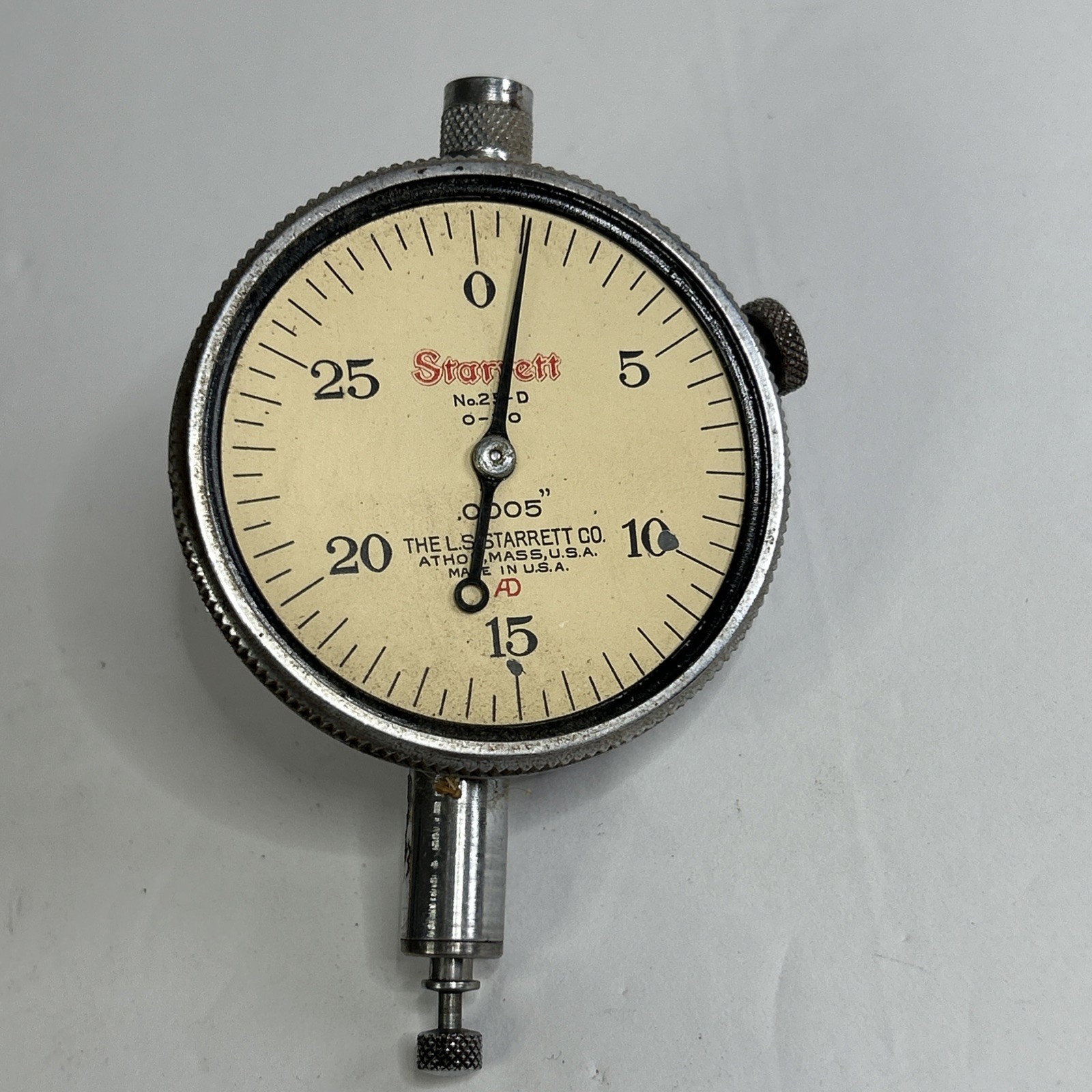 STARRETT No. 25-D Dial Indicator 0-30 missing glass