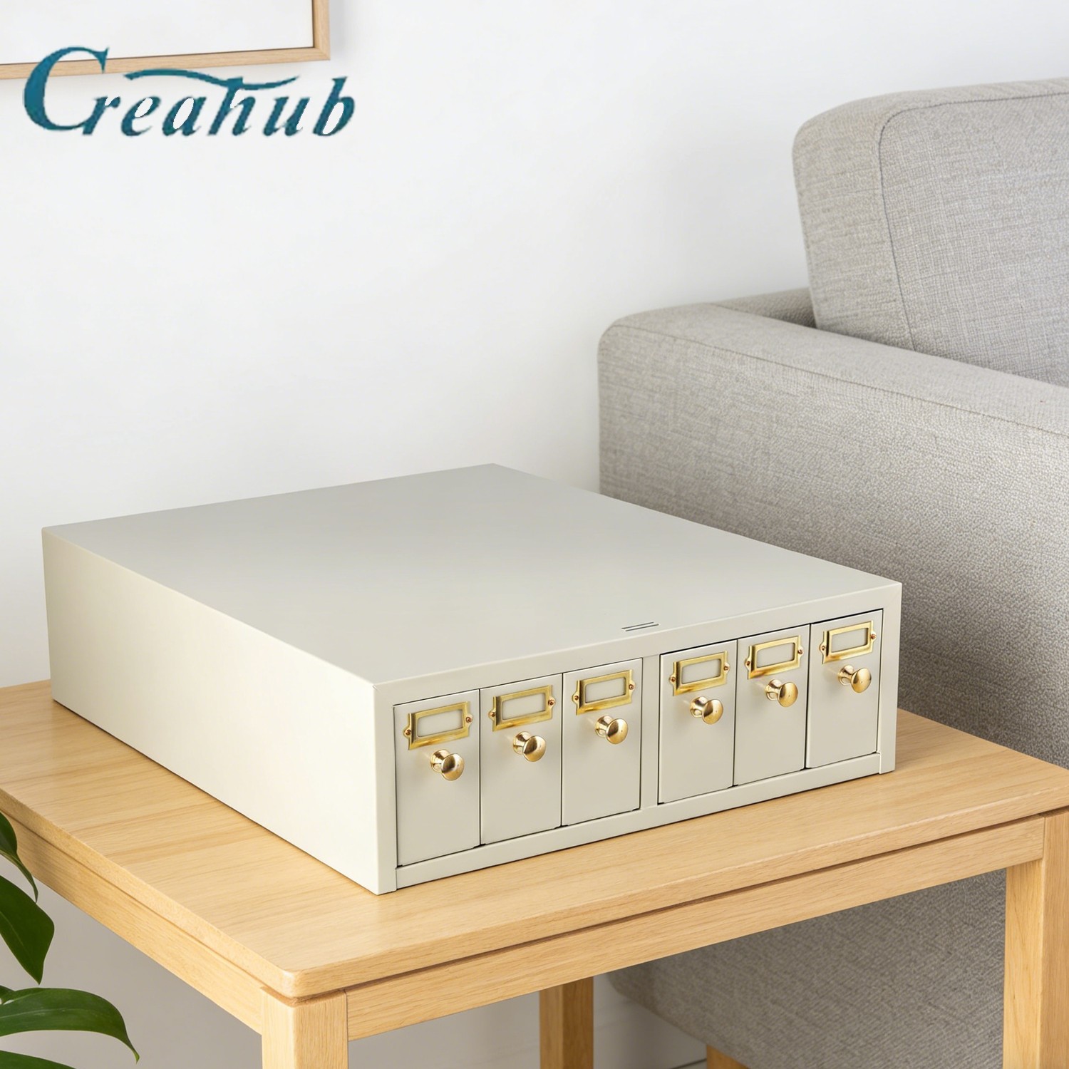 Microscope Slide Stackable Storage Cabinet, 6-Drawer, Metal, Stackable, Tan