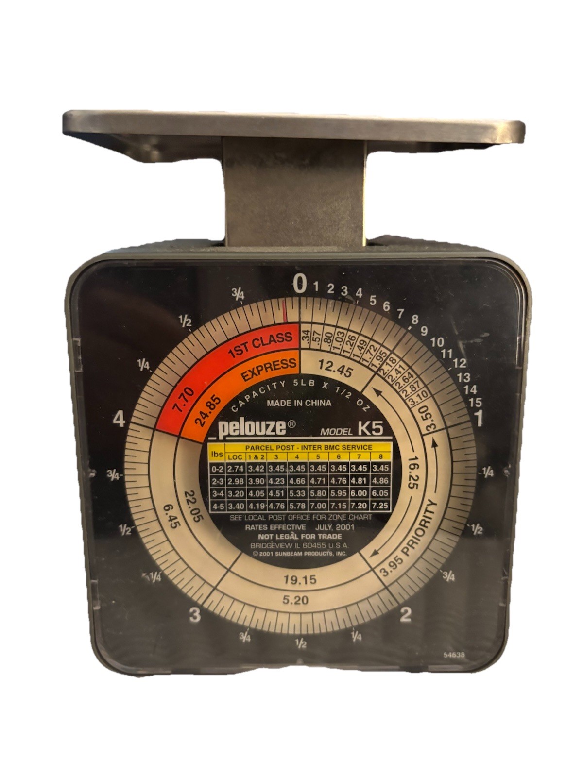 VINTAGE K-5 Pelouze 5 LB Capacity Tabletop Postage Scale