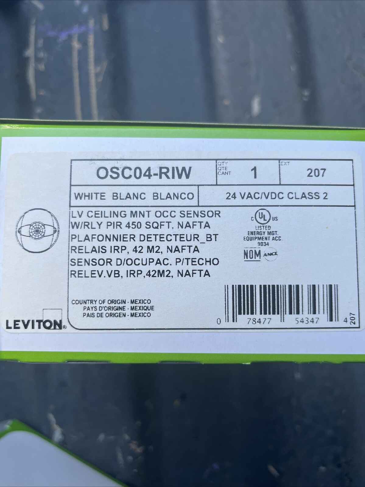 Leviton OSC04-RIW White PIR Ceiling Occupancy Sensor 360° 450sf 24V ~New Surplus