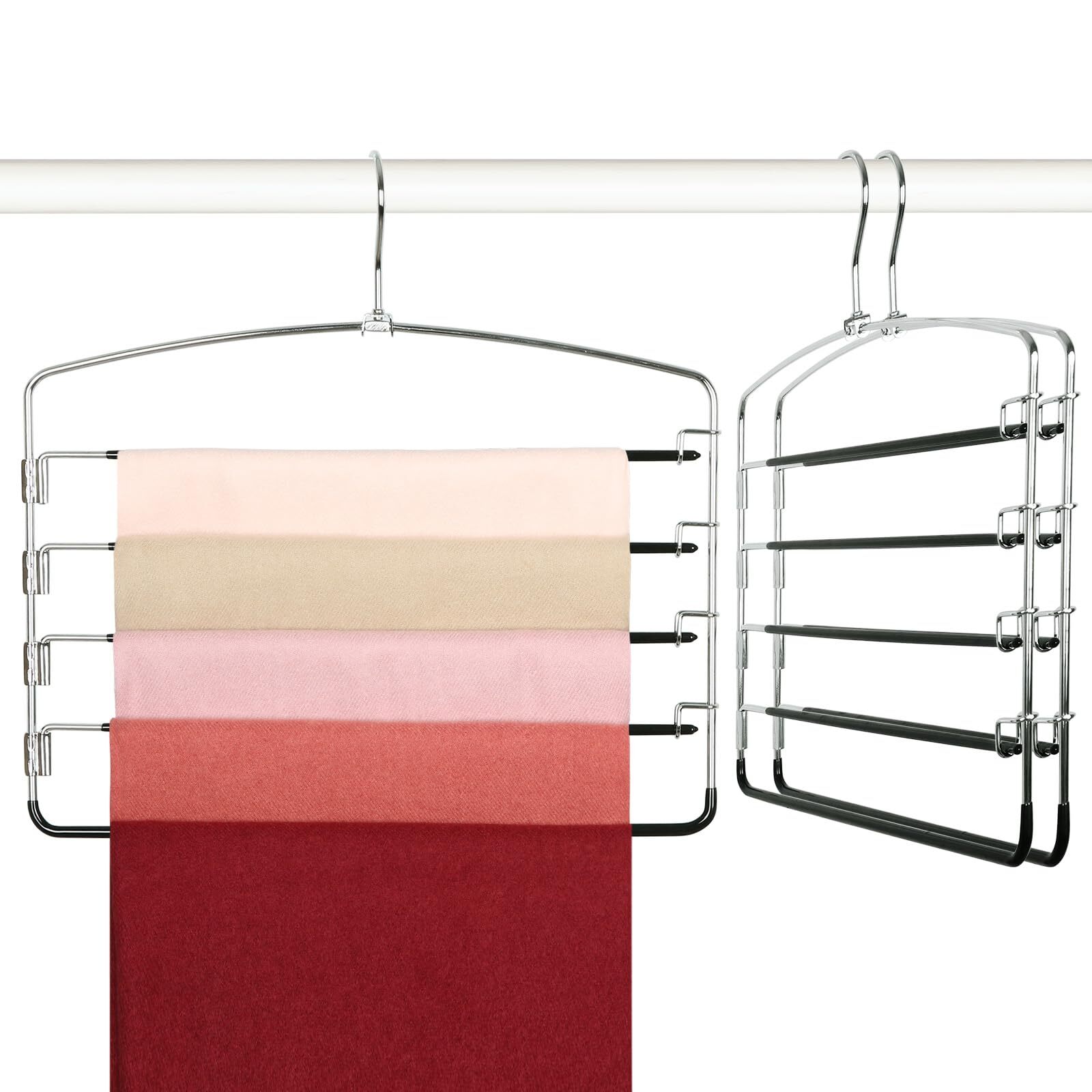 Pants Hangers 3-Pack Space-Saving 5-Tier Closet Organizer Non-Slip Design