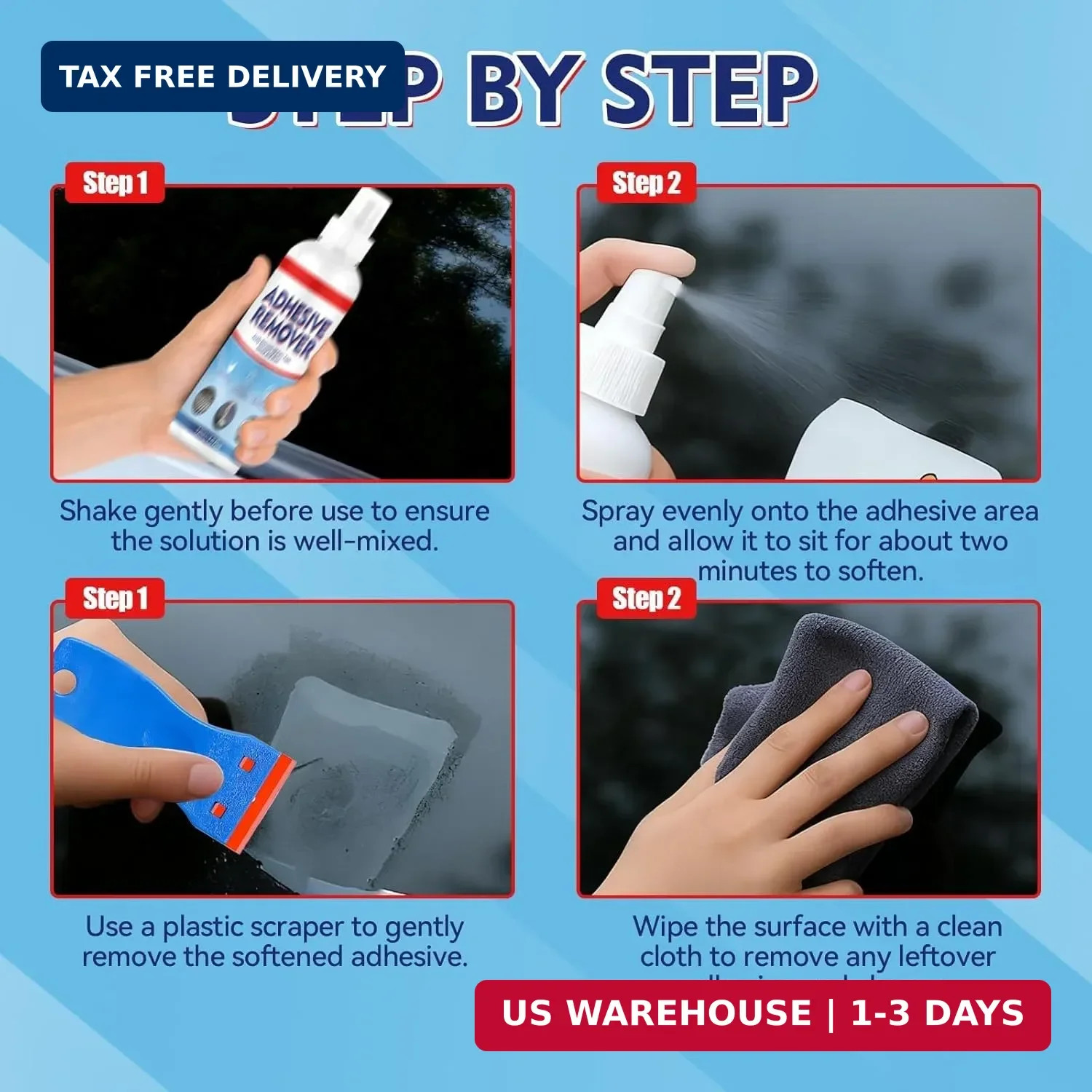 Adhesive Remover Spray, Sticker Remover Cleaning Multi-Surface Residue, Glue Rem