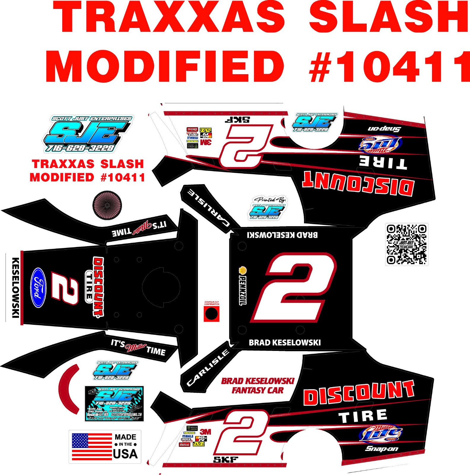 BRAD KESELOWSKI FANTASY THEMED  MODIFIED 10411  WRAP KIT  TRAXXAS
