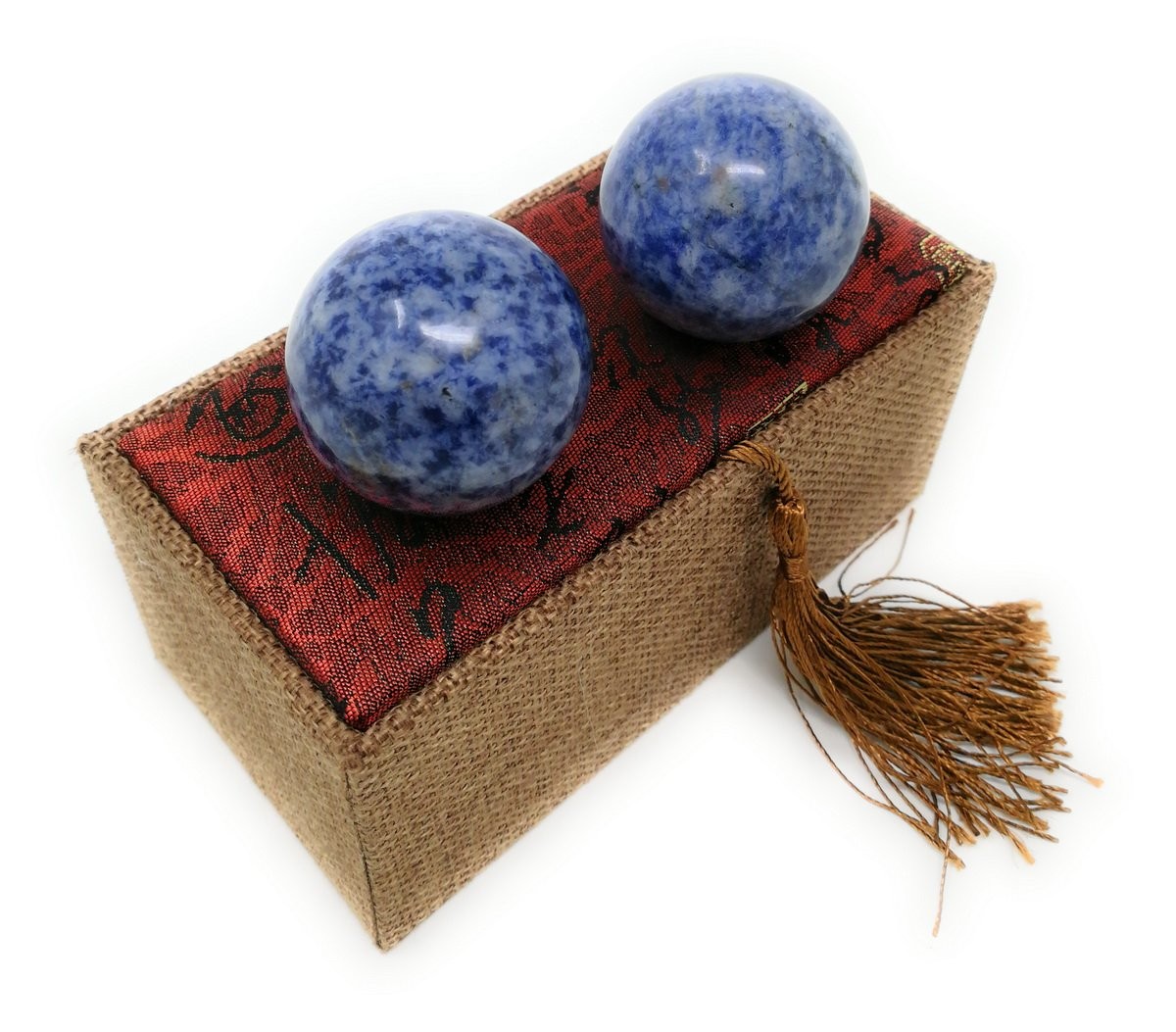 THY COLLECTIBLES Blue Corundum Marble Stone Chinese Healthy Exercise Massage Ba