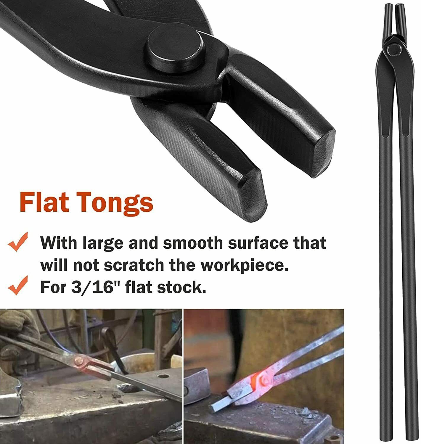 5PC Knife Making Blacksmith Tongs Bladesmith Hand Tool Set Anvil Vise Forge Flat