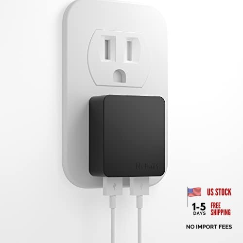 Dual Port Ultra Thin Flat USB Wall Charger with Smart IC Black