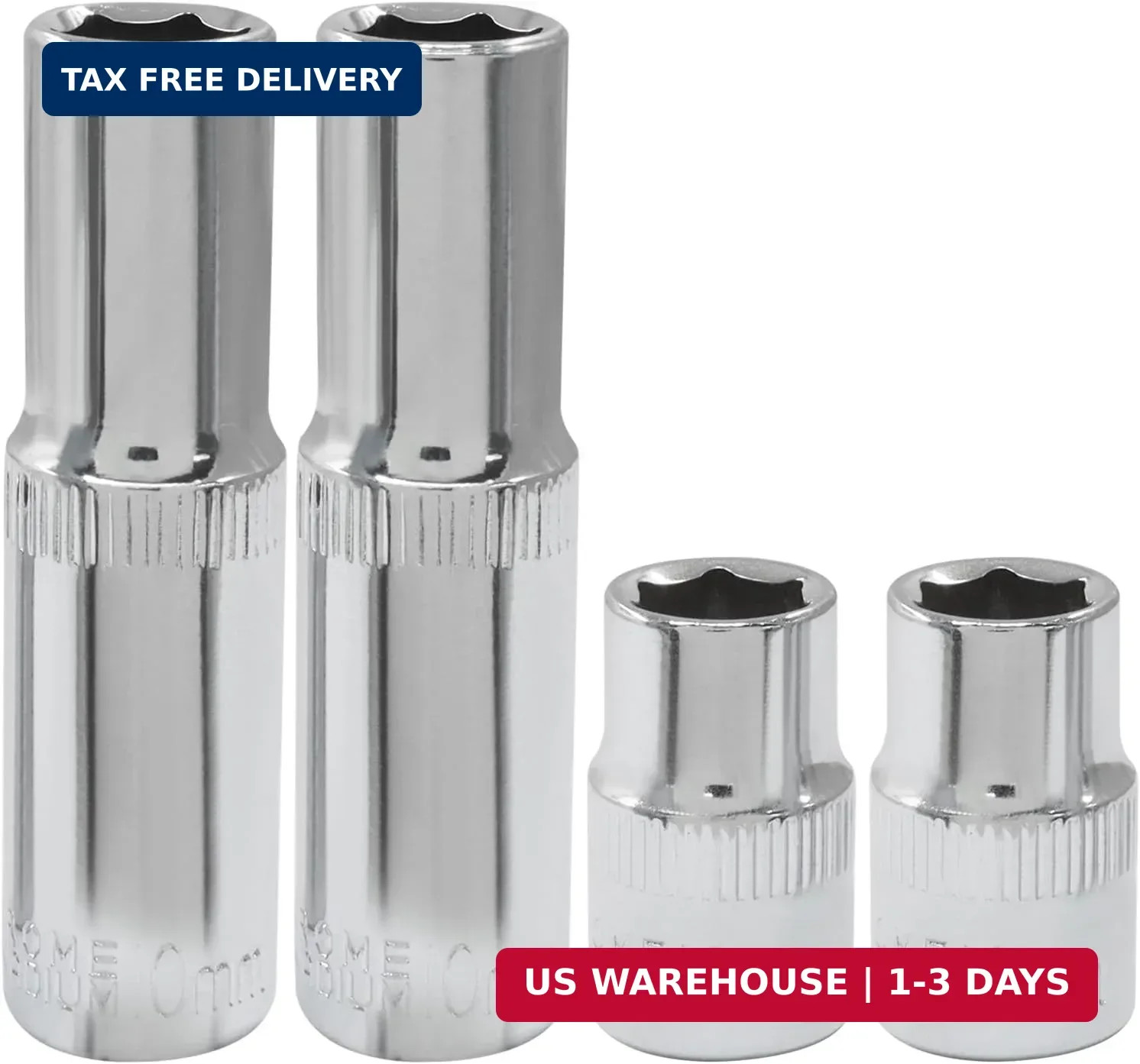 4Pcs Shallow & Deep Socket 10mm Socket 3/8 Inch Drive Metric 6 Point