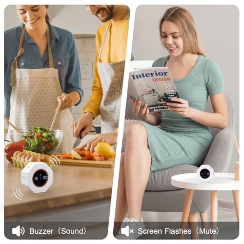Rechargeable Pomodoro Timer, Small Gravity Timer () | Seven Preset Pearl White