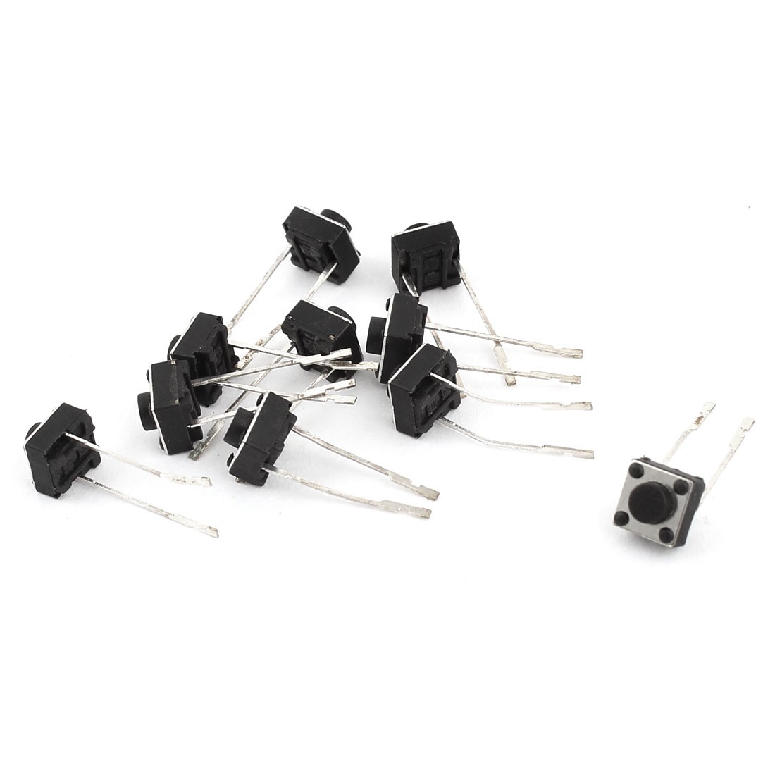 10 Pcs Momentary Tactile Tact Push Button Switch Black 6x6x5mm