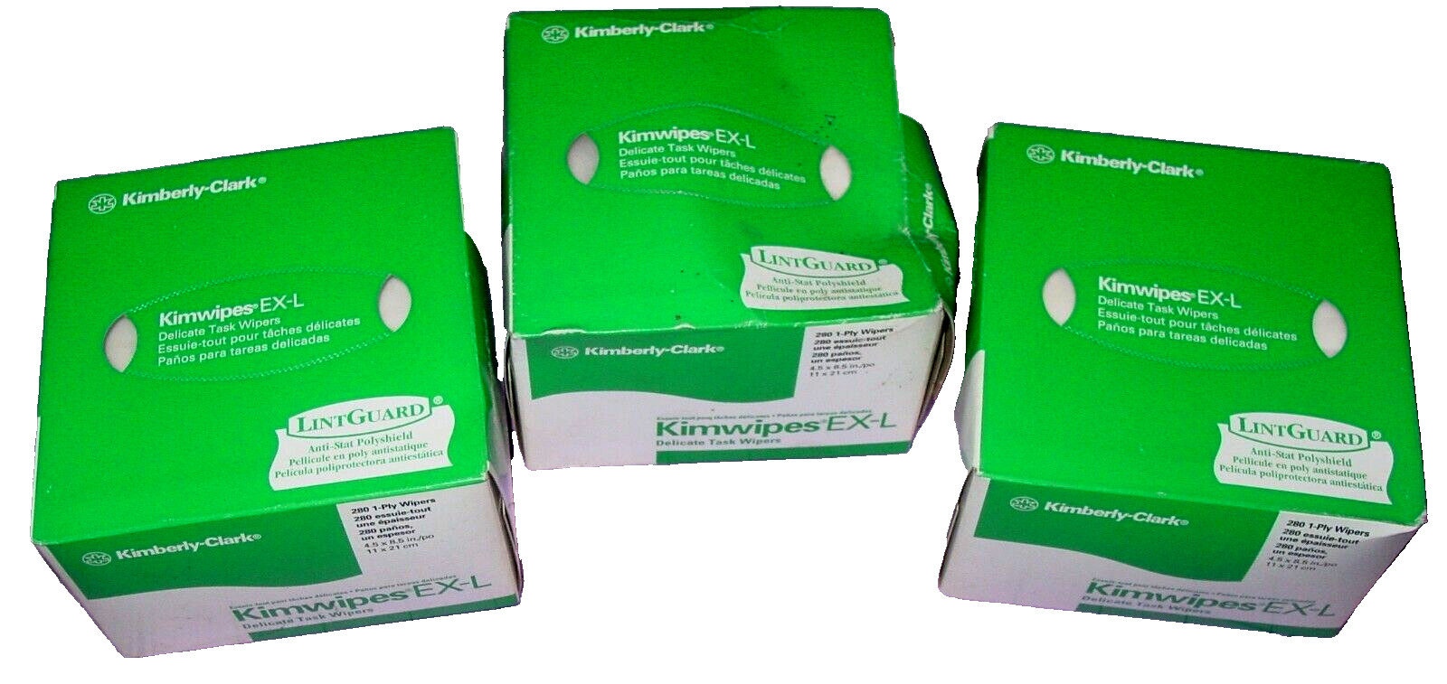 3 Kimwipes EX-L 280-Count Boxes Delicate Task Wipes LintGuard Anti Stat NOS
