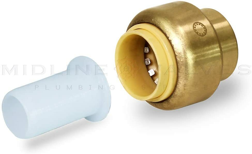 Plug End Cap Pipe Fitting Push to Connect Pex, Copper, CPVC, 3/4", Brass, 5-Pack