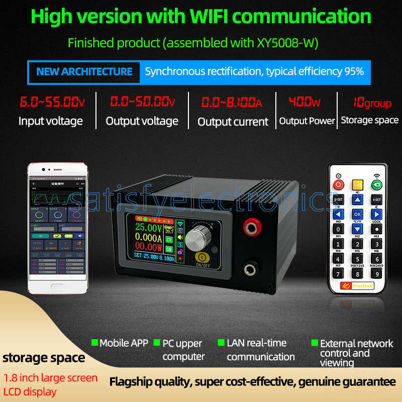 DC DC Buck Converter CC CV 0-50V 8A 400W Power Module Adjustable Regulated WIFI