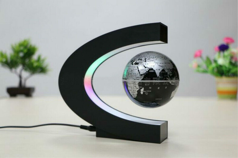 Creative C Shape Magnetic Levitation Floating Globe World Map with Colorful LED
