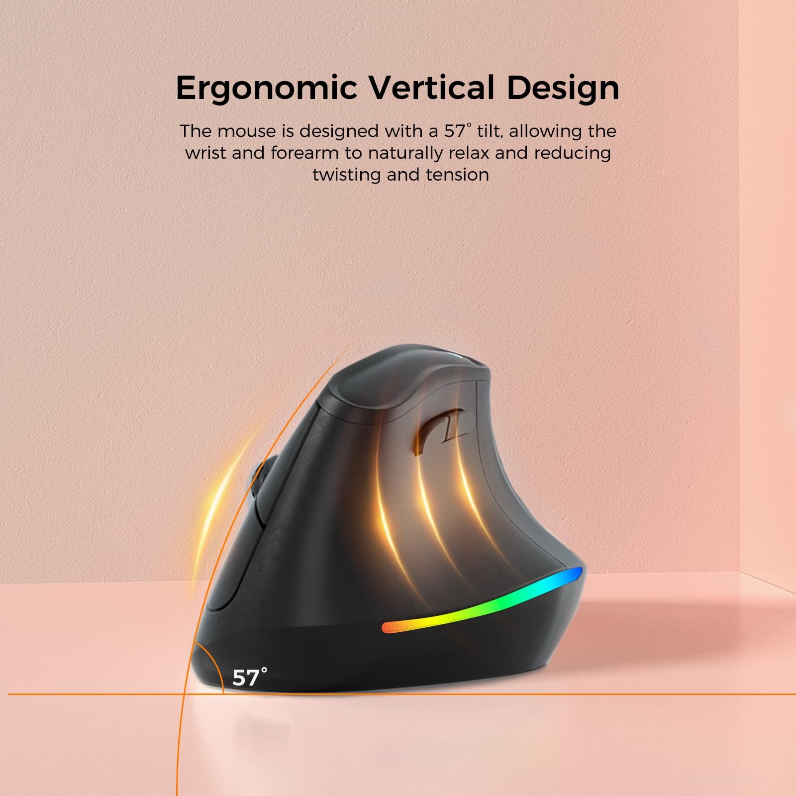 57° Ergonomic Wireless Rechargeable Mouse, Vertical Quiet Ergo Mouse, Bluetoo...