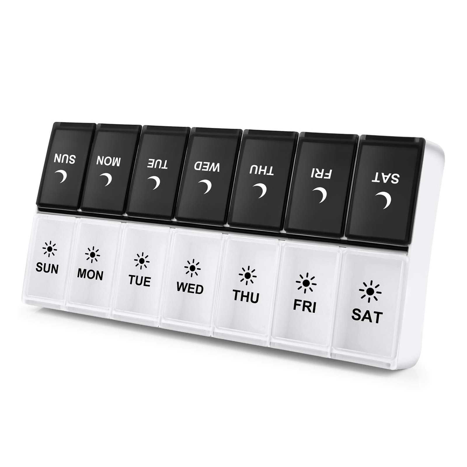 Large Pill Organizer 2 Times a Day, Weekly Box Per AM PM Case, Day Night Cont...