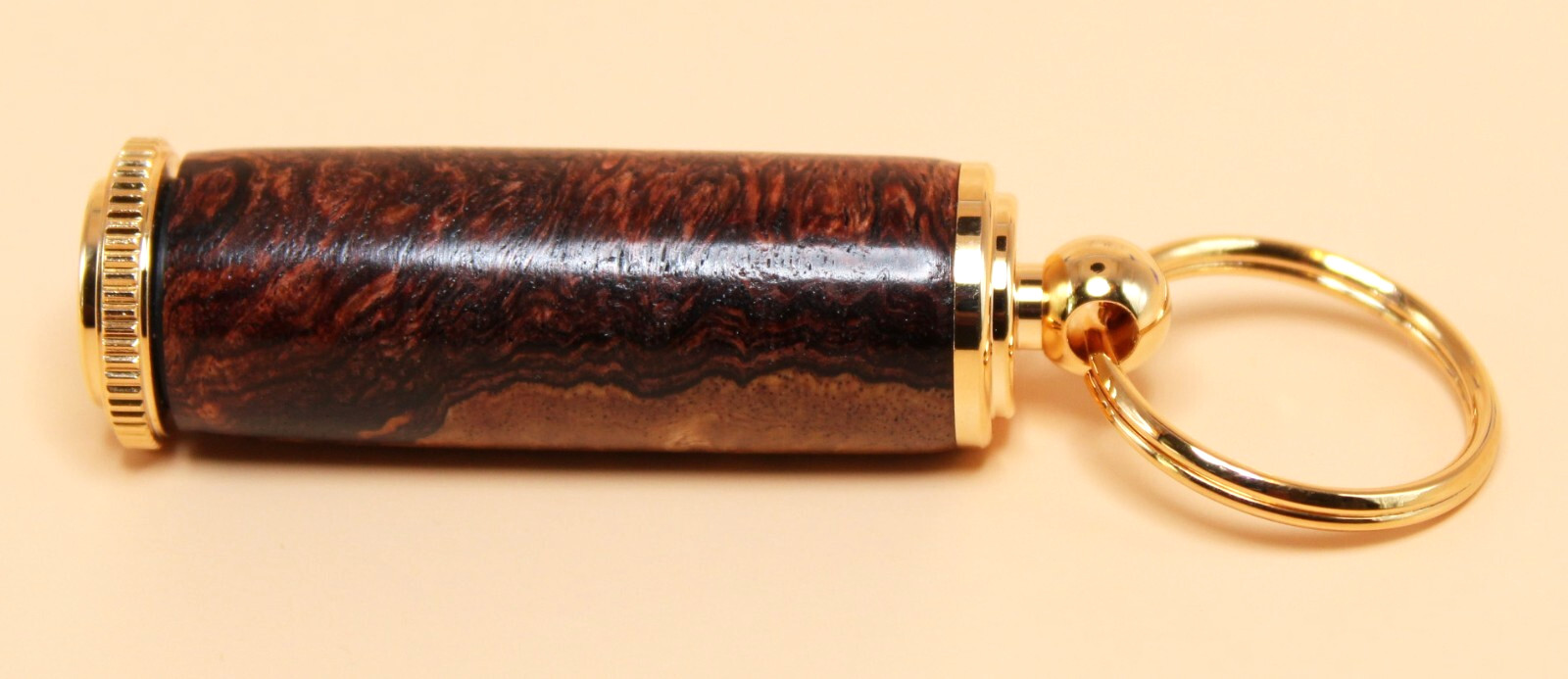 Handmade Keychain Pill Holder / Secret Compartment - Honduras Rosewood Burl