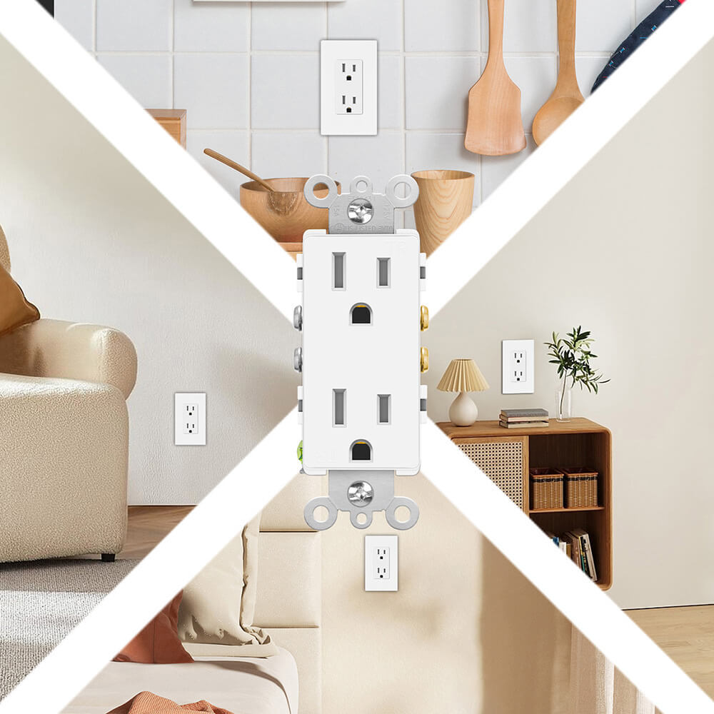 Decor Wall Recetpacle Outlet 15Amp 3 Wire Self-Grounding Tamper Resistant 24Pack