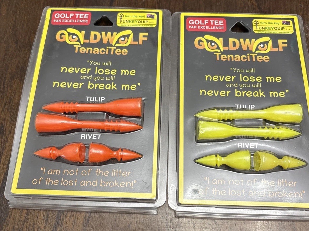 Goldwolf TenaciTee Golf Tees, Orange & Yellow Tulip & Rivet Premium Golf Tees