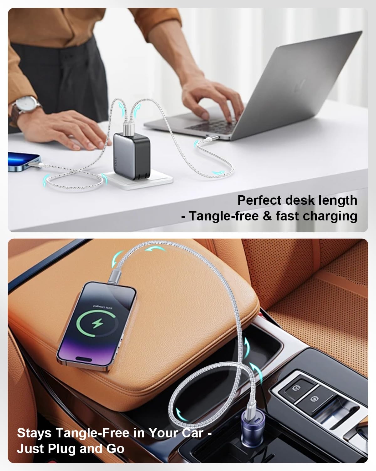 2ft USB to Lightning Cable (2-Pack) MFi Certified, Short iPhone Charger Cord ...