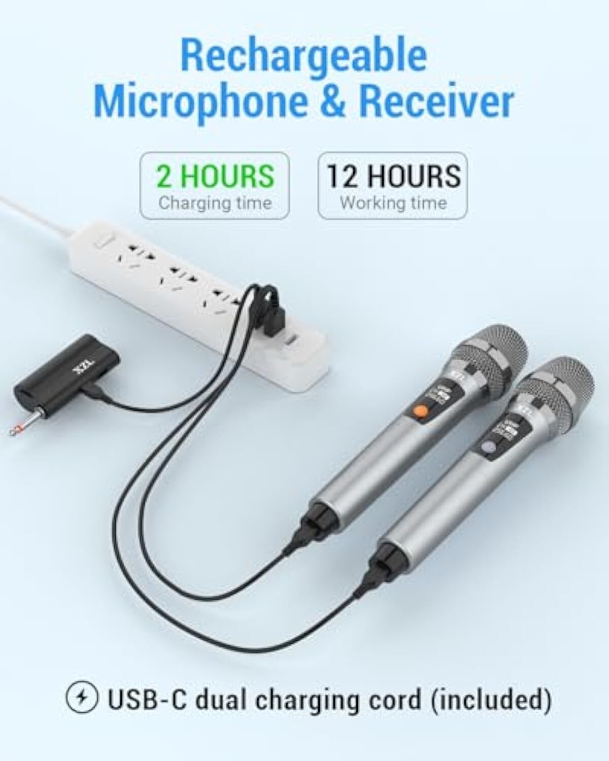 Rechargeable Dual Wireless Cordless Microphones