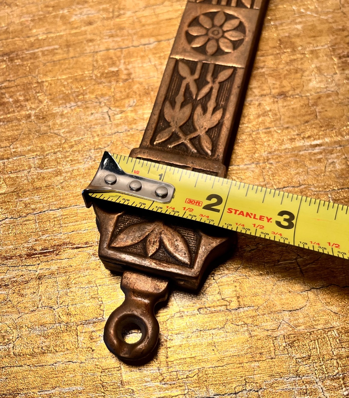 Antique Eastlake French/Barn Solid Brass DOOR LATCH Slide Bolt -spring pull 11"